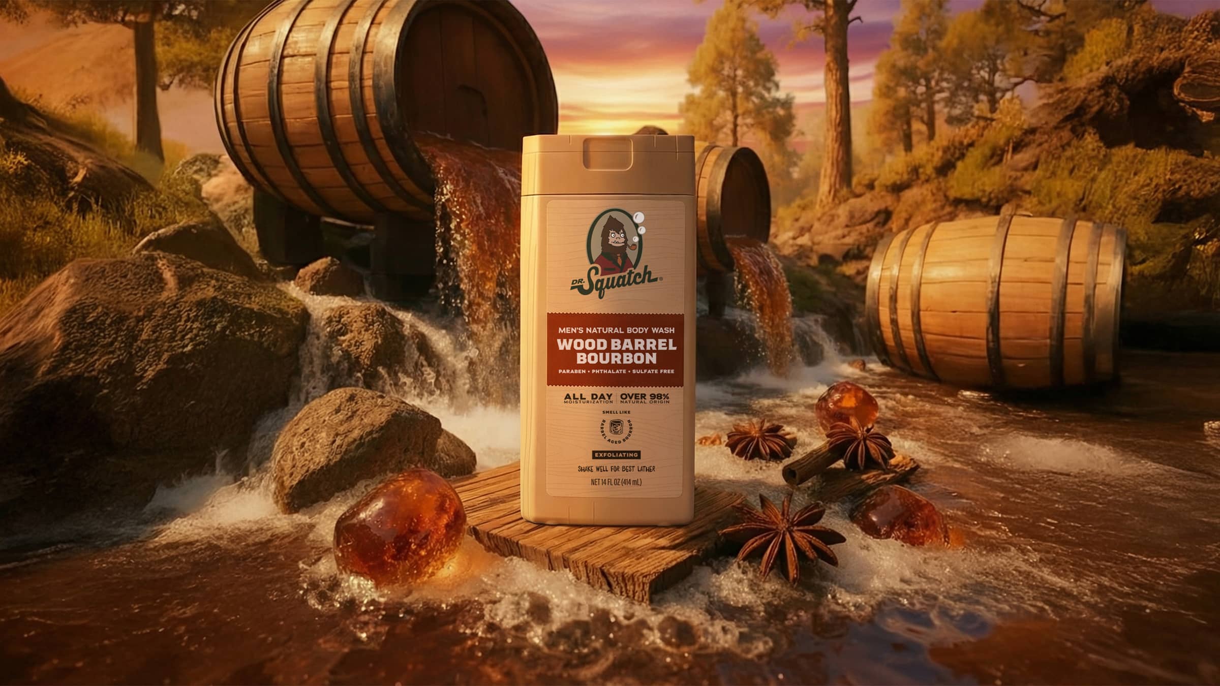 14 oz Wood Barrel Bourbon Exfoliating Body Wash 2 14 oz Wood Barrel Bourbon Exfoliating Body Wash