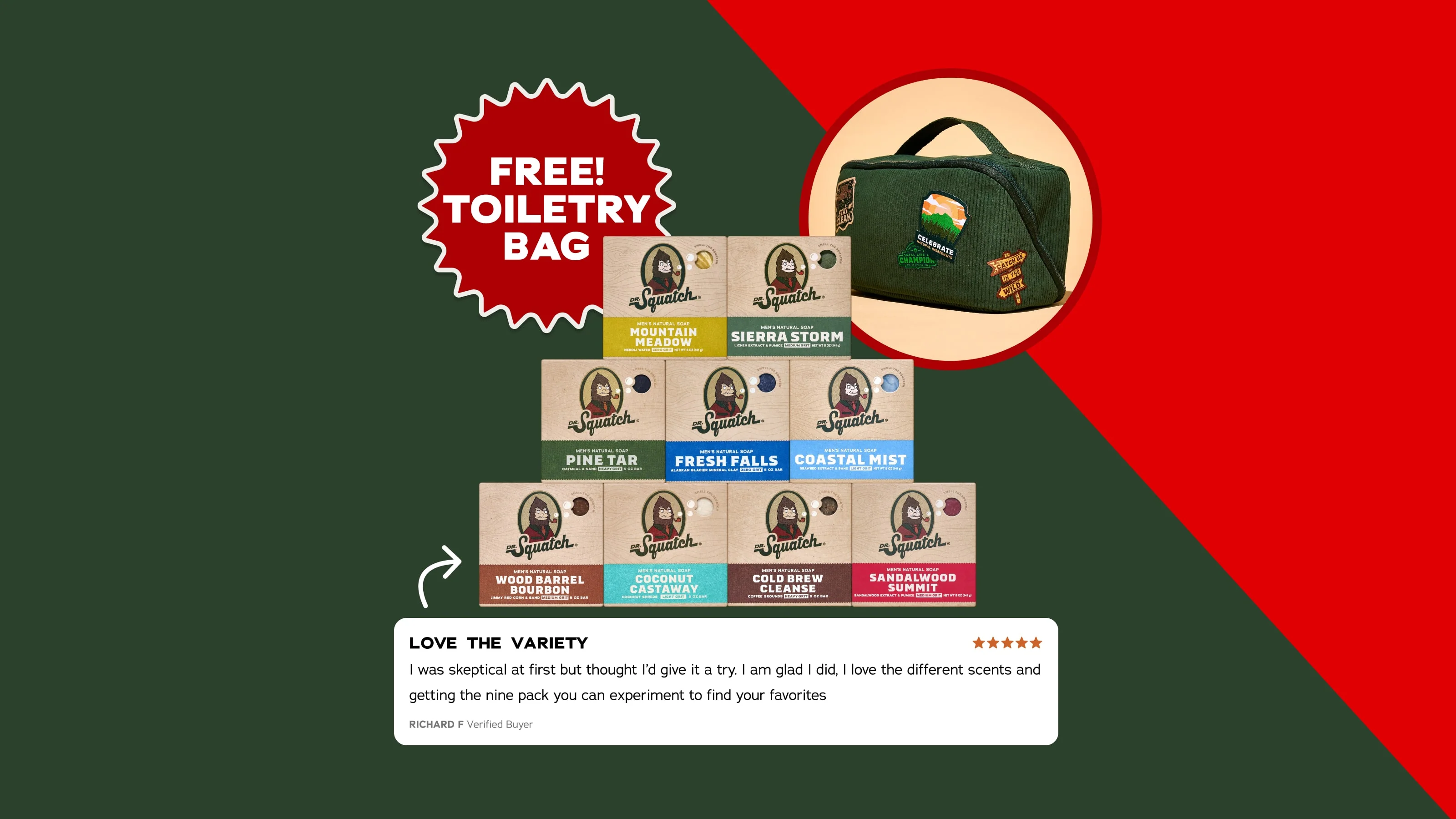 FREE Toiletry Bag + 9-Pack Bar Soap 1 FREE Toiletry Bag + 9-Pack Bar Soap